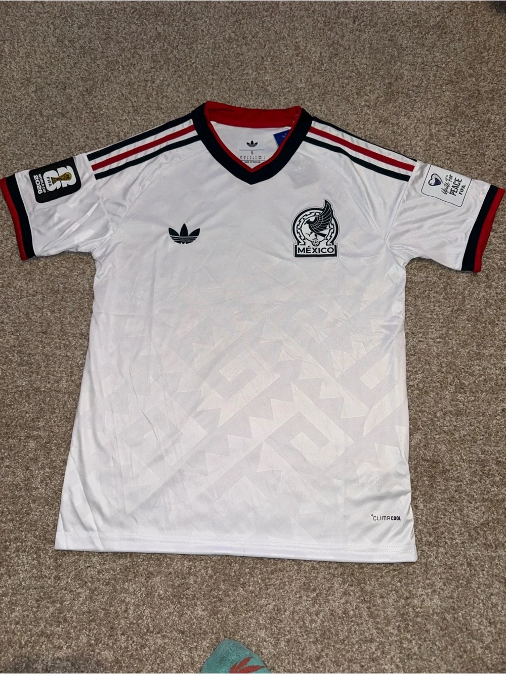 adidas Mexico White Black Red Retro Soccer Jersey